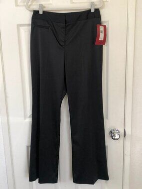 JS Collections Black Satin Look Flared Leg Trousers/Pants 8